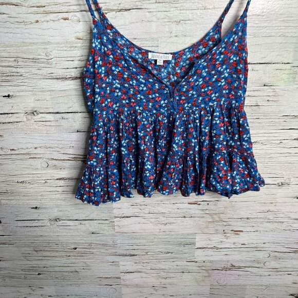 Patrons of peace blue floral crop top tank boho size xs - Picture 2 of 7